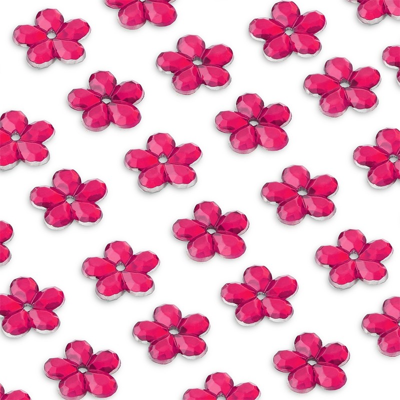 zamówienia hurtowe Cyrkonie kwiatki 8 mm (ciemno różowe) - 80 szt.