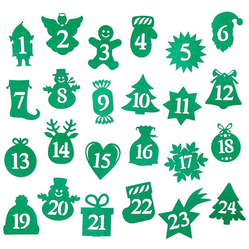 24 szt. Numery samoprzylepne 1-24 - zielone MIX
