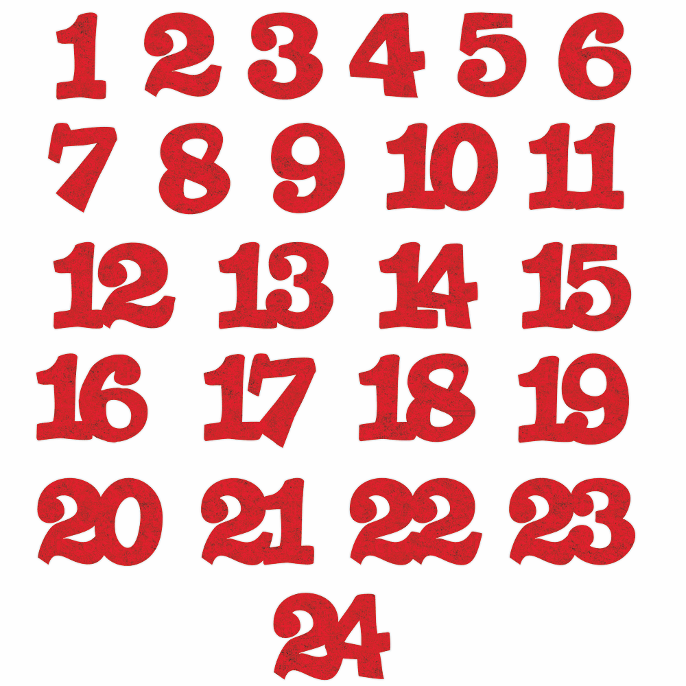 24 szt. Numery samoprzylepne 1-24 - czerwone
