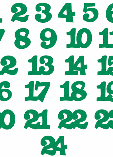 24 szt. Numery samoprzylepne 1-24 - zielone