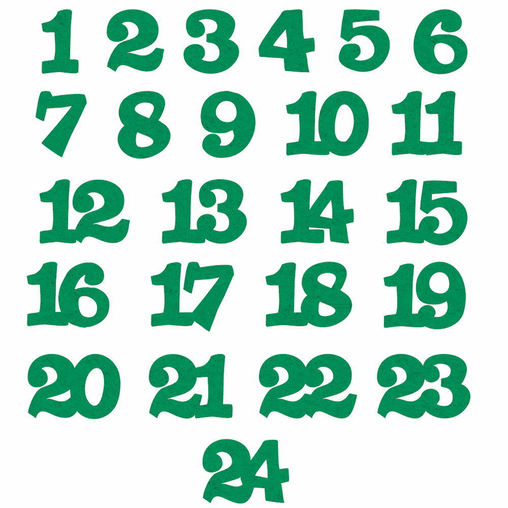 24 szt. Numery samoprzylepne 1-24 - zielone